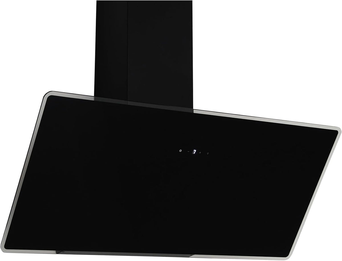 respekta CH112090S Dunstabzugshaube, 39–59 dB, 90 cm, aus Edelstahl und Stahl, mit LED, Schwarz