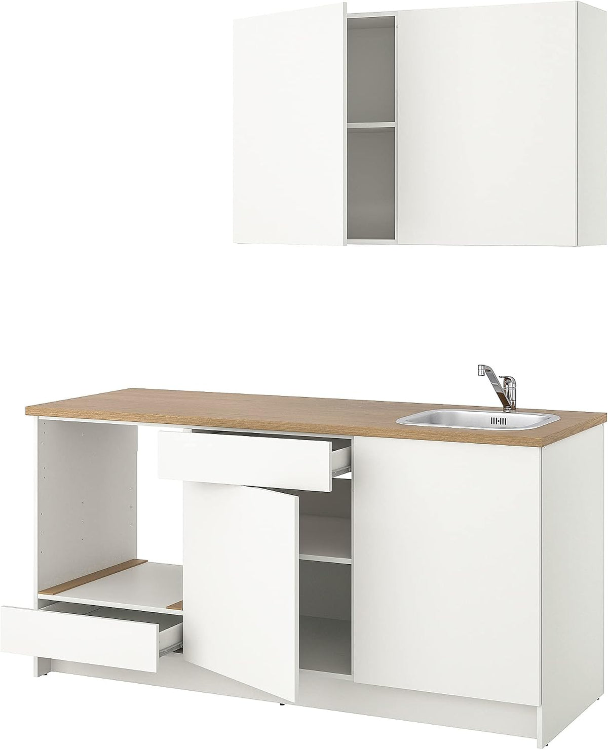 IKEA KNOXHULT Küche Küchenzeile, 180 × 61 × 220 cm, für die Küche, Weiß/Holz