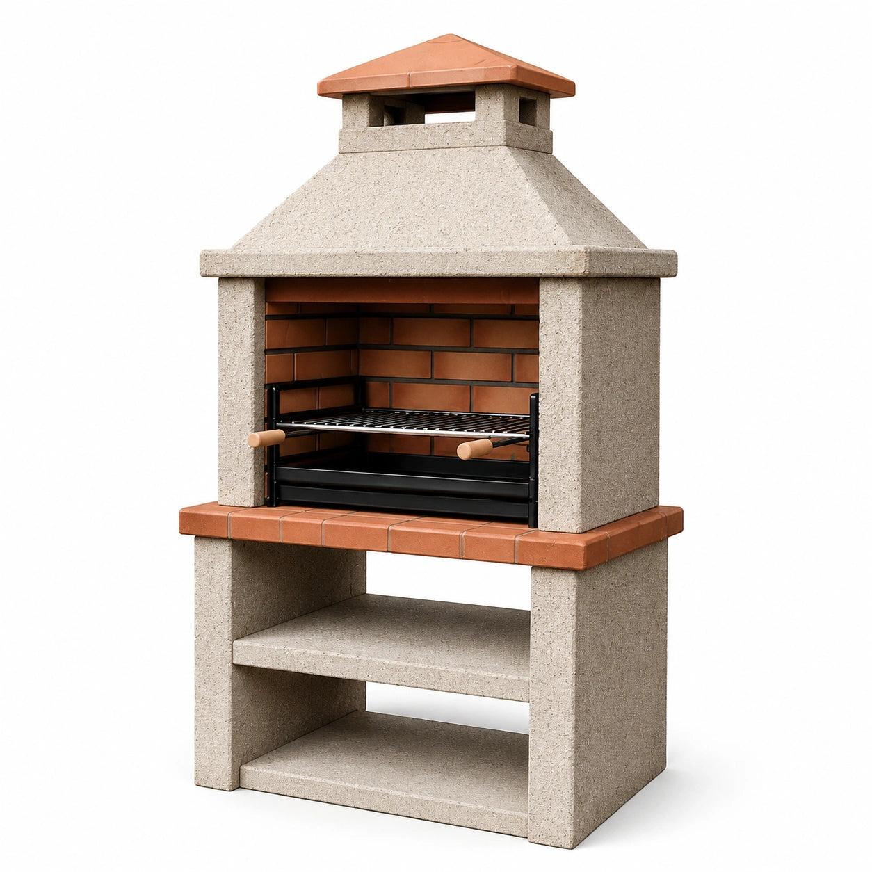 Beton-Ziegel Grillkamin mit Grillrost