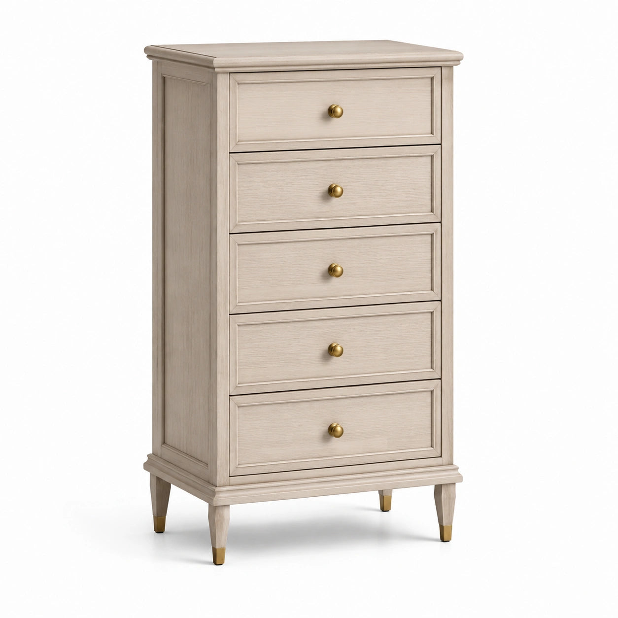 Schubladenschrank aus Holz mit 5 Schubladen, Beige, 120 cm