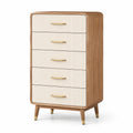 Holz Schubladenschrank mit 5 Schubladen und goldenen Griffen