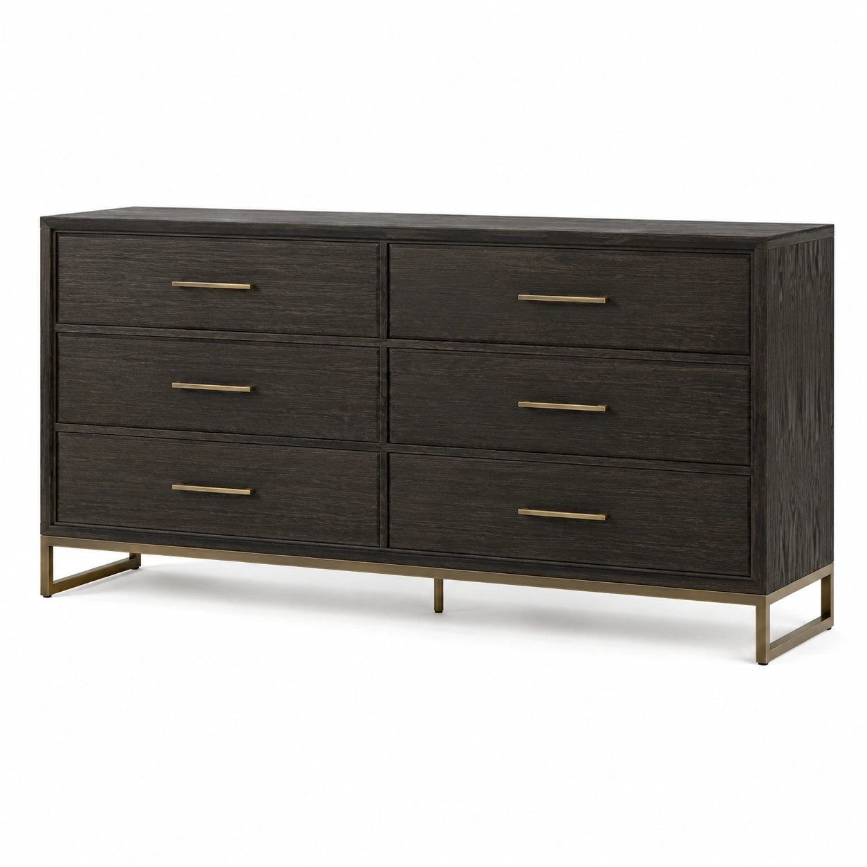 Schubladenschrank aus Holz mit Metallgestell Schwarz 160 cm