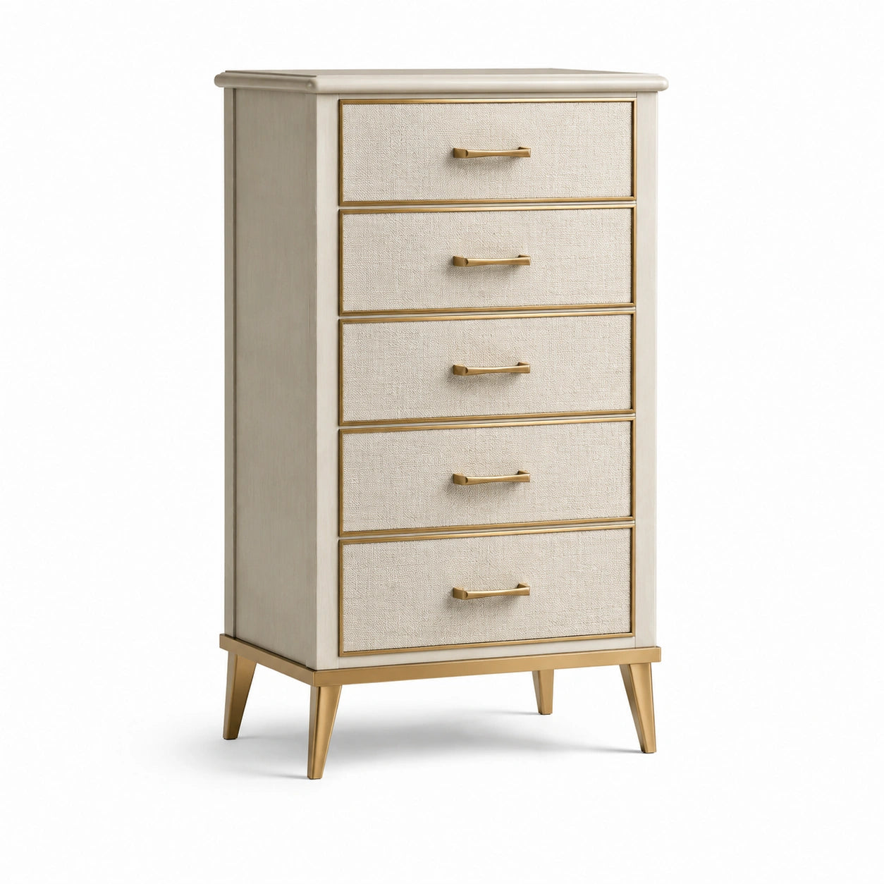 Kommode mit Metallbeinen und 5 Schubladen Beige/Gold