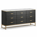 Kommode aus Holz mit Marmoroberfläche und 8 Schubladen Schwarz/Gold