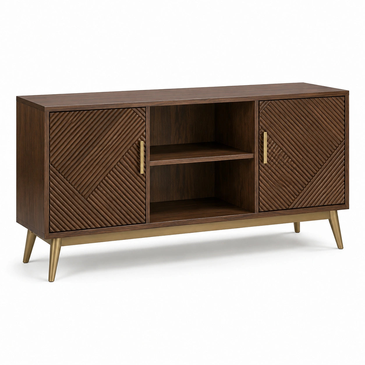 Sideboard aus MDF-Holz mit Metallbeinen, Braun, 150x45x75 cm