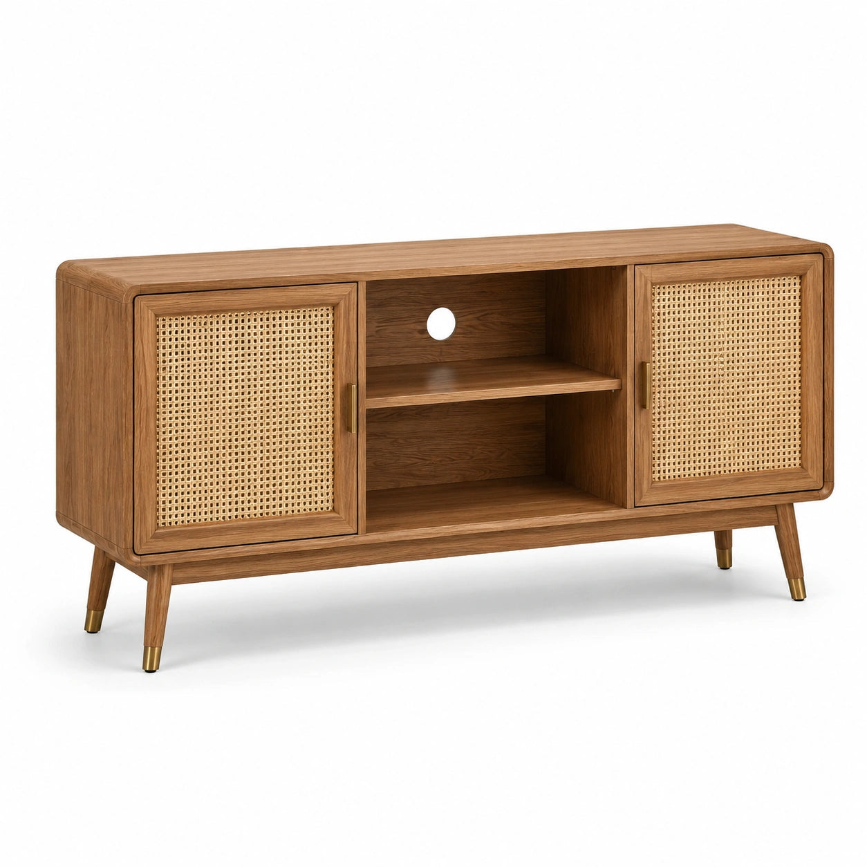 Sideboard Eichenholz mit Wiener Geflecht 150x40x60cm Natur