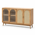 Sideboard Eichenholz Rattan Glas 150x40x85cm Natur