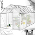 Gewächshaus Aluminium, 375 × 185 × 195 cm, 4 mm, Silber/Transparent, tectake