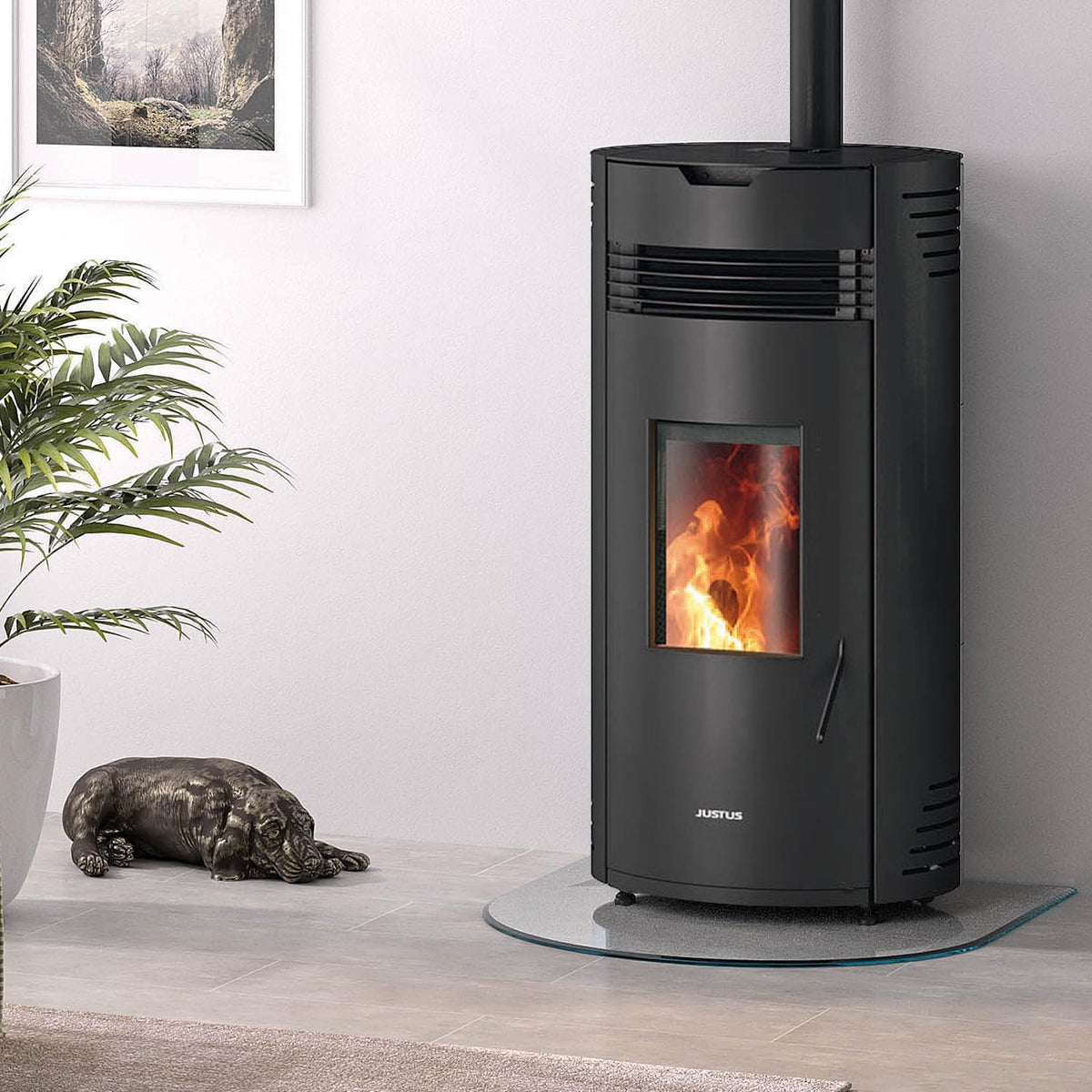 Justus Pelletofen, 8 kW, aus Stahl, Schwarz