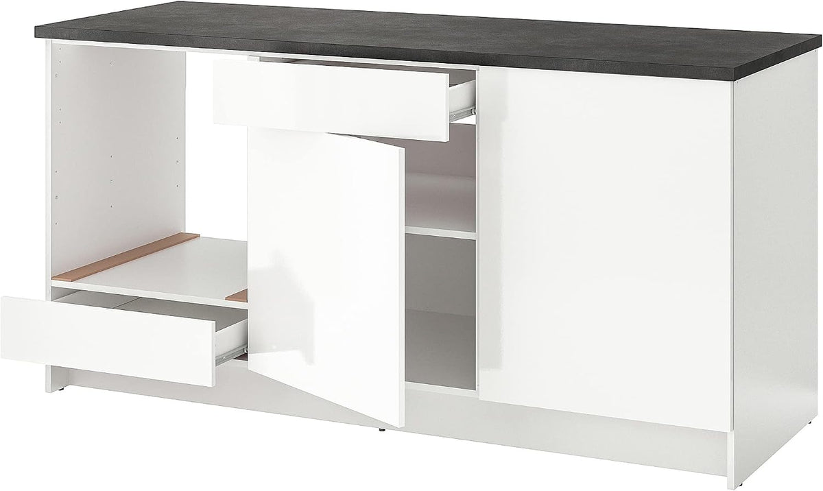 Unterschränke, 180 cm, Weiß/Schwarz, IKEA