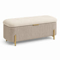 Aufbewahrungsbank Bouclé Stoff Beige mit Metallbeinen 120 cm
