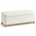 Sitzbank mit Stauraum und Metallrahmen creme