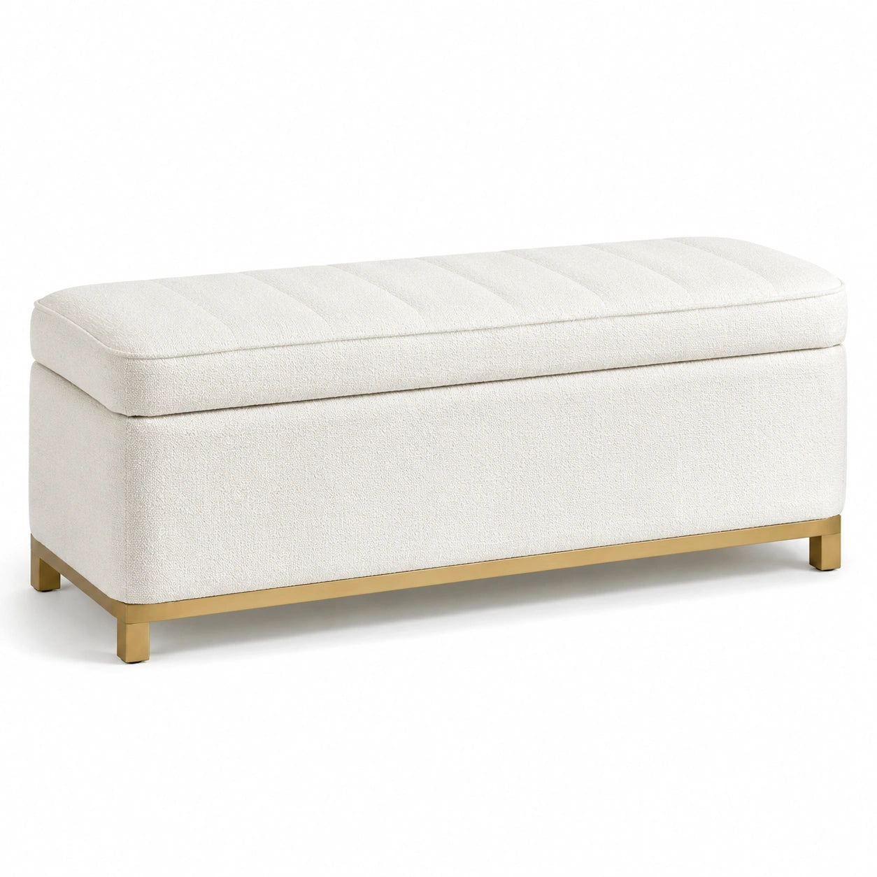 Sitzbank mit Stauraum und Metallrahmen creme
