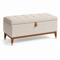 Sitzbank mit Stauraum Leinenstoff und Massivholz Beige