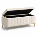Leinen Aufbewahrungsbank mit Metallbeinen, Beige