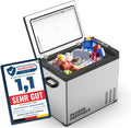 Kühlschrank, 12 V, 230 V, mit LED, mit App-Steuerung, mit USB, für Camping, Silber/Schwarz, PLUG IN FESTIVALS