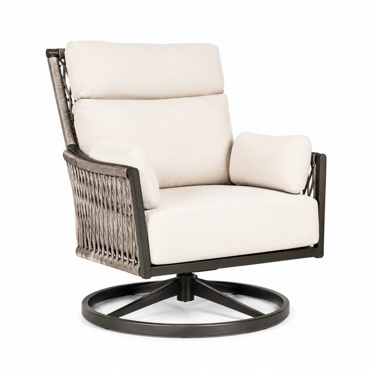 Drehsessel Aluminium mit Textilbezug Beige
