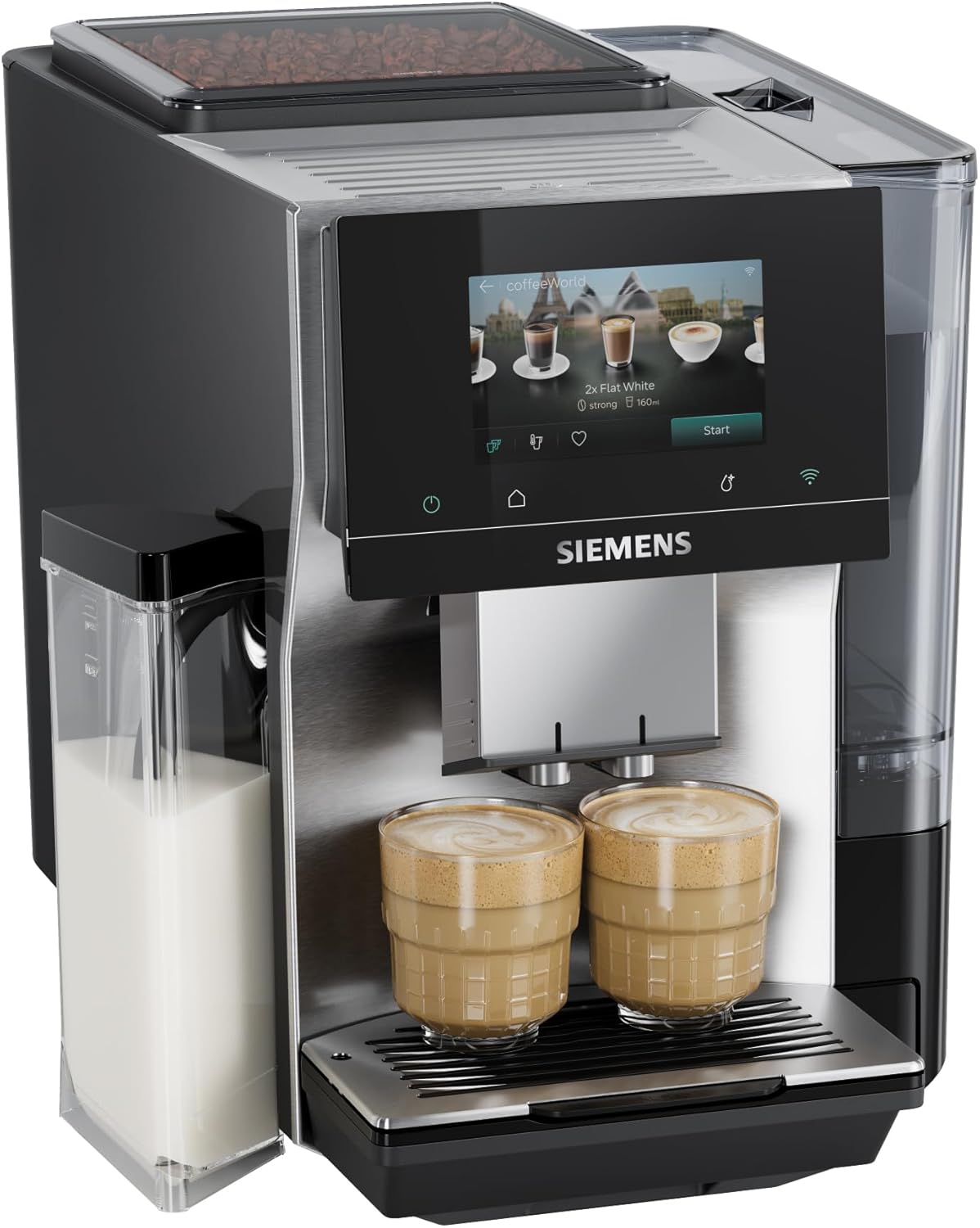 Siemens EQ700 Kaffeevollautomat, Schwarz/Edelstahl, aus Edelstahl und Stahl