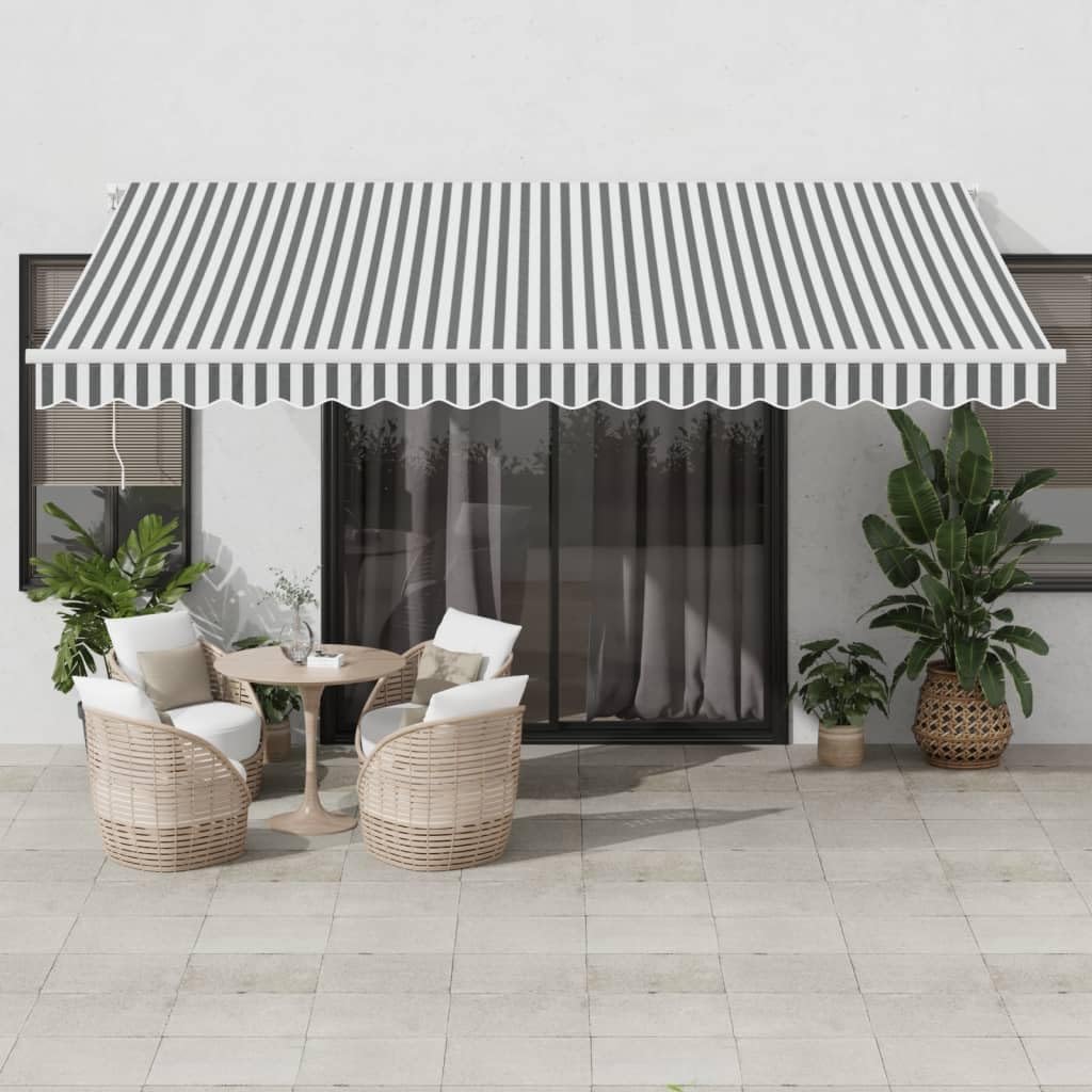 Hoodmeel x3 Markisen, 4 × 3 m, mit LED, für den Balkon, Weiß/Grau