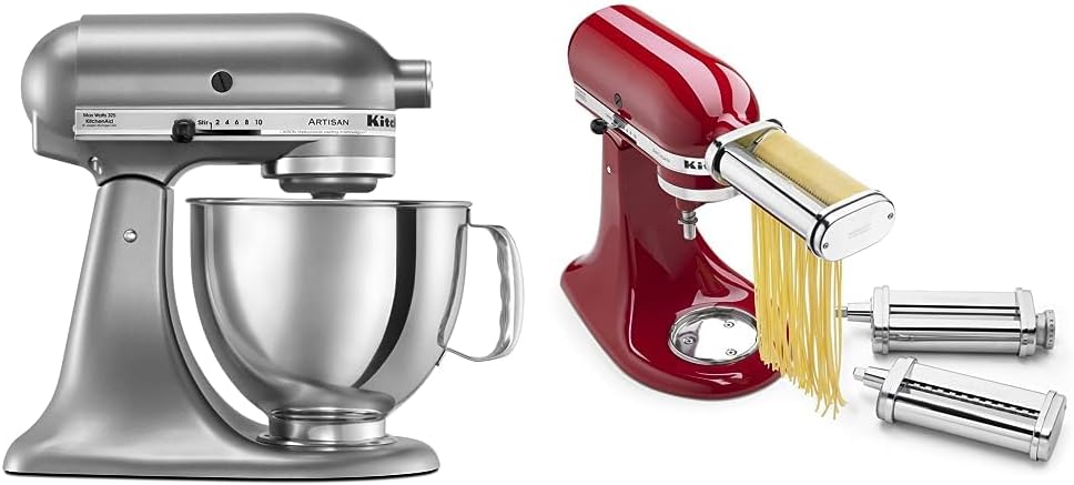 KitchenAid Artisan 5 Stand Mixers, Silber/Rot