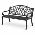 Aluminium Gartenbank mit Blattdekor Schwarz 126cm