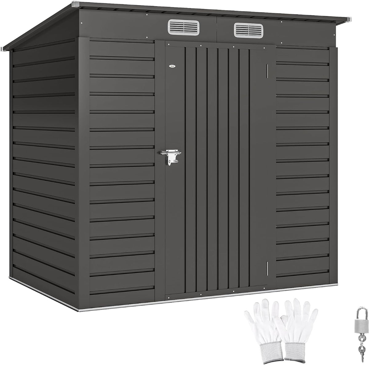 Outsunny Metallgerätehaus 2 Gerätehaus, 2,3 m², mit Stauraum, aus Metall, für den Garten, Grau