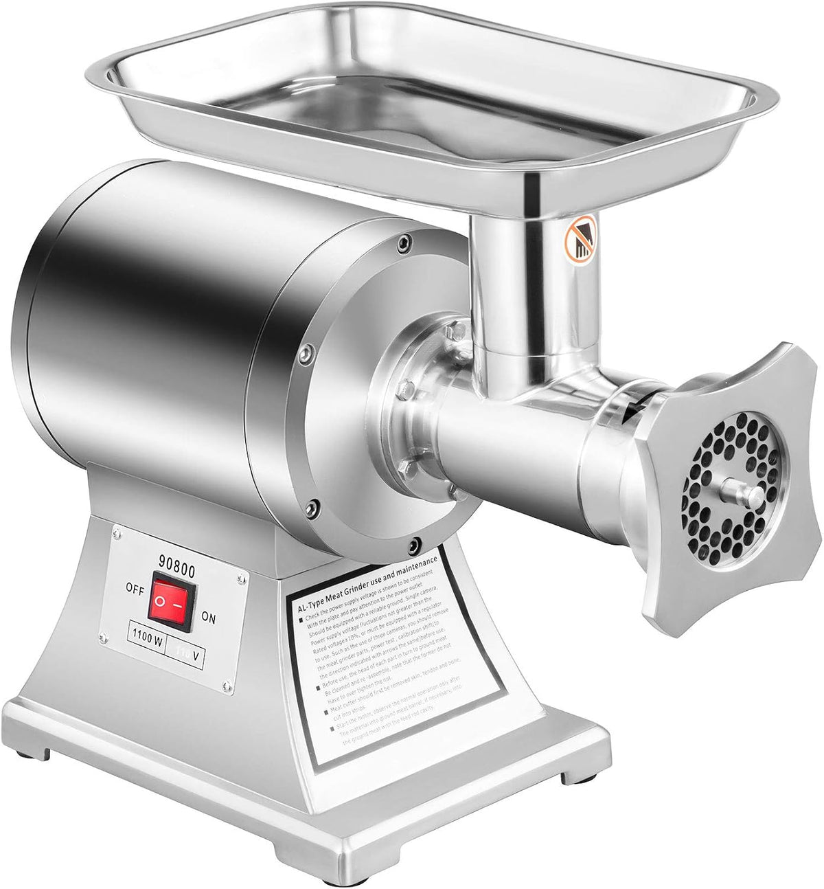 VEVOR Fleischwölfe, 1100 W, 193 U/min, aus Edelstahl und Stahl, Silber