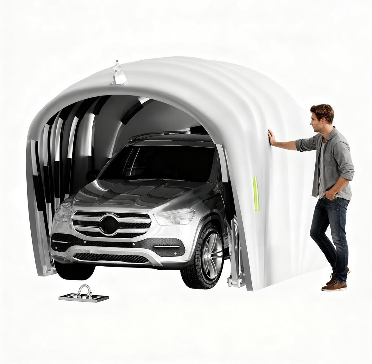 Carport, aus Stahl, klappbar, Dunkelgrau, ACLFF