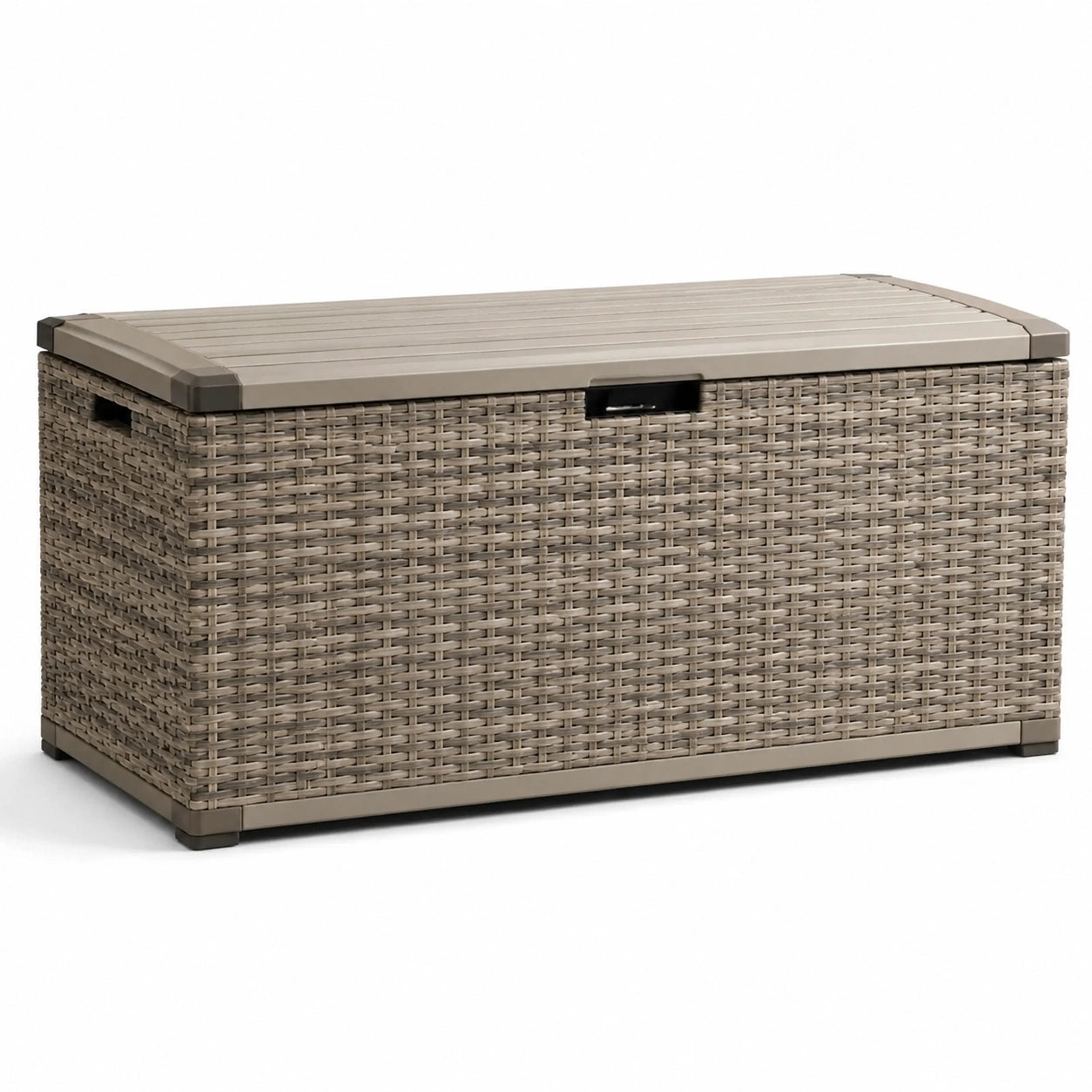 Gartenbox aus Kunststoff Rattanoptik Beige 120x60x55 cm