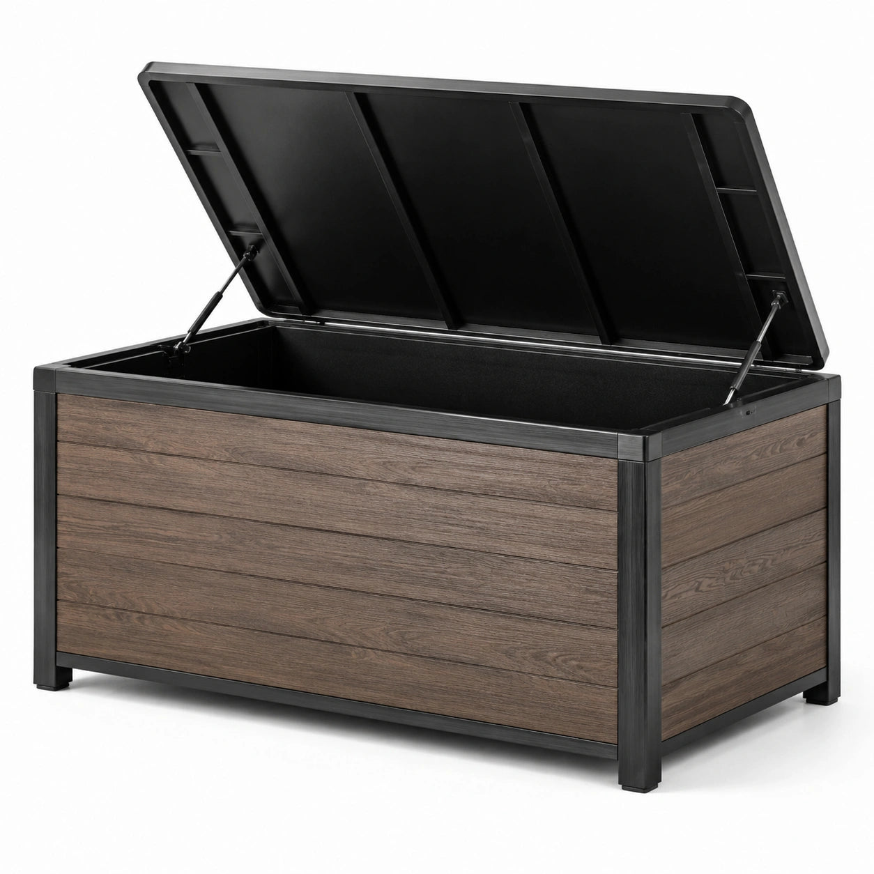 Gartenbox Kunststoff-Holzoptik 150cm x 70cm x 75cm Braun/Schwarz
