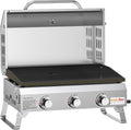 onlyfire Propangrills, 57 × 36 cm, klappbar, aus Edelstahl und Stahl, für den Balkon und Camping, Silber/Schwarz