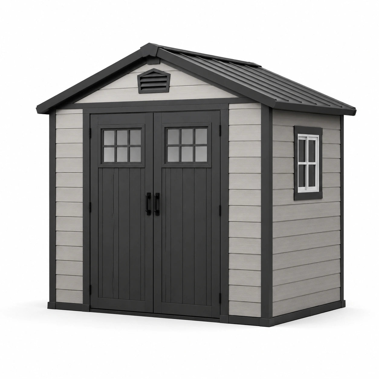 Gartenhaus Kunststoff 185x152x226cm Grau/Anthrazit mit Fenstern