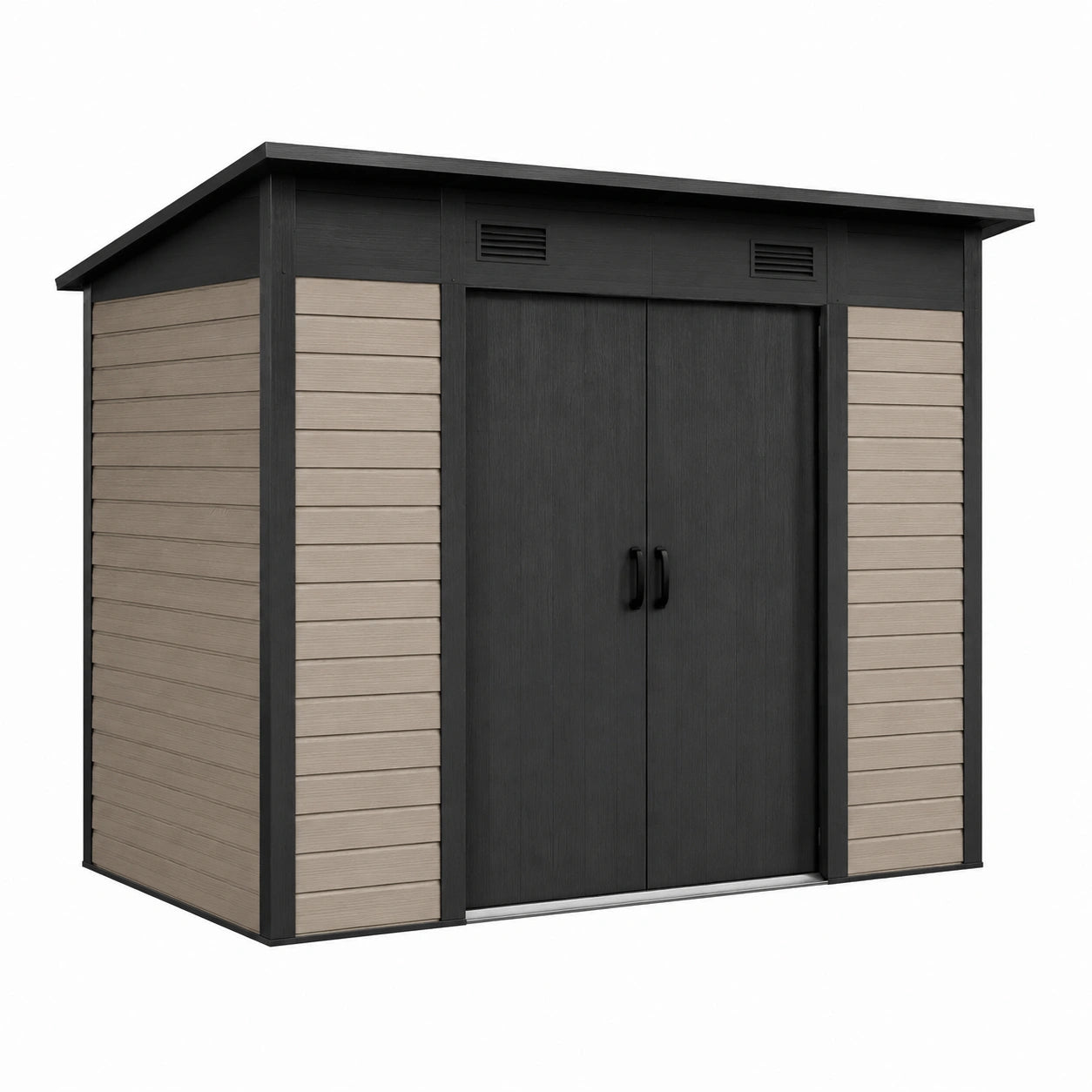 Gartenhaus aus PVC-Kunststoff 2x3m mit Flachdach Schwarz/Braun