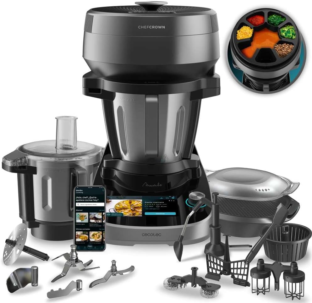 Cecotec Küchenmaschine, 5 L, 2200 W, für die Küche, Schwarz/Silber