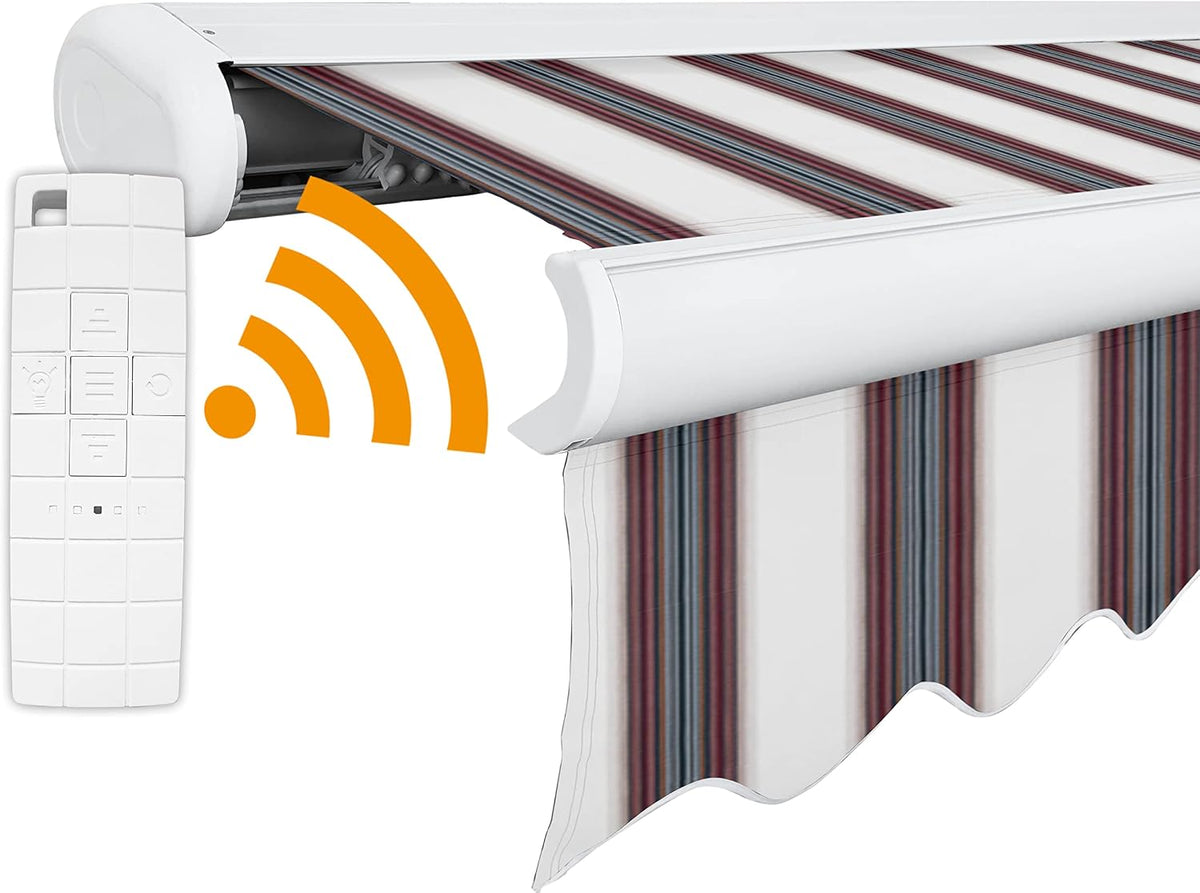 Arilco Markisen, 3 × 2,5 m, mit Fernbedienung, Weiß/Rot/Blau