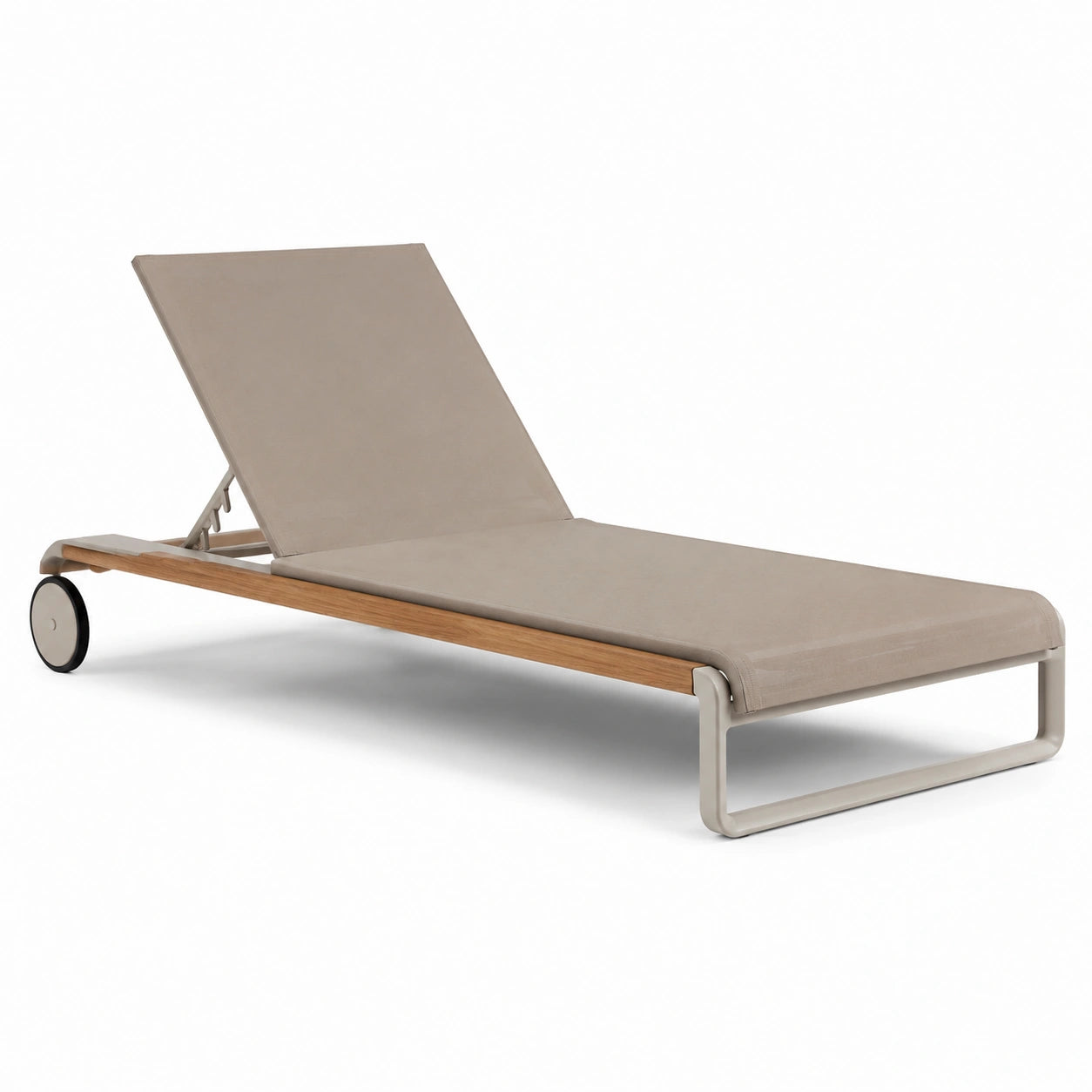 Gartenliege Aluminium Teakholz Polyestergewebe Beige