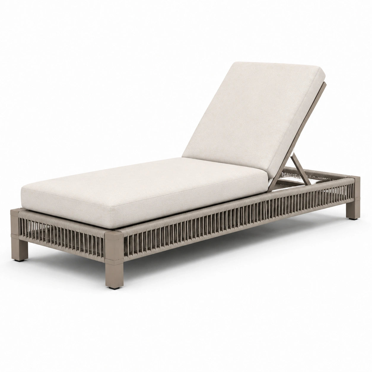 Aluminium Gartenliege mit verstellbarer Rückenlehne und Polyrattan Beige