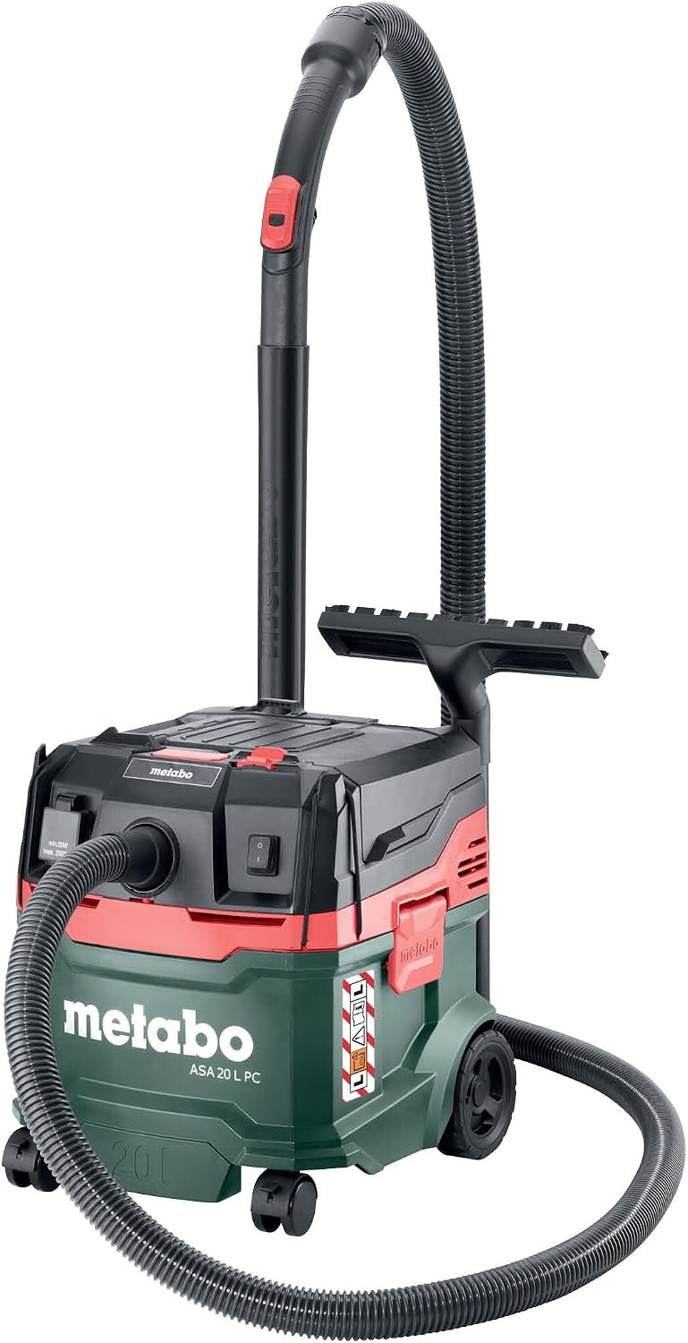 metabo Nass- und Trockensauger, 20 L, 1200 W, 5,5 m, Grün/Schwarz/Rot