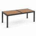 Rechteckiger Gartentisch aus Aluminium und Holzmaserung Braun/Schwarz 180x90x75cm