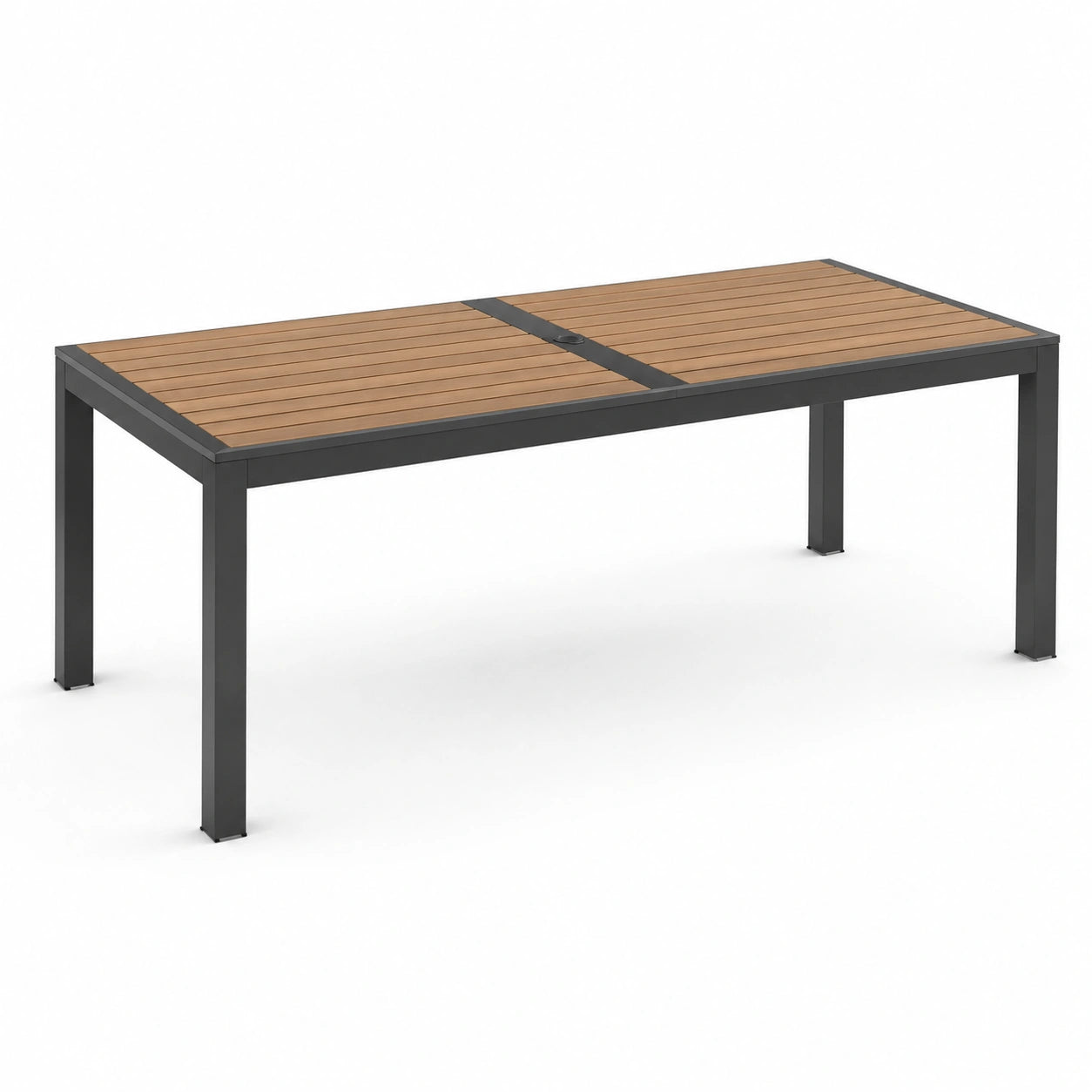 Rechteckiger Gartentisch aus Aluminium und Holzmaserung Braun/Schwarz 180x90x75cm