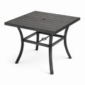 Quadratischer Aluminium-Gartentisch mit Tischplatte in Holzoptik, 90x90 cm, Schwarz