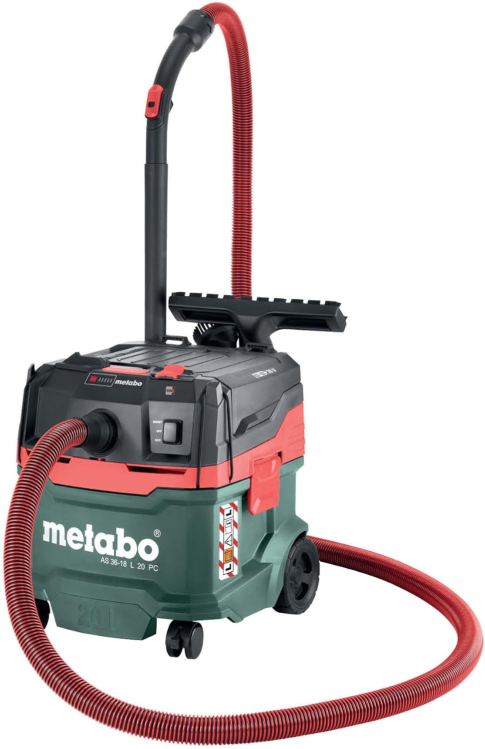 metabo Nass- und Trockensauger, 36–18 L, 20 L, 18 V, ohne Akku, ohne Ladegerät, Grün/Rot/Schwarz