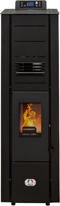 STUFE A PELLET ITALIA Pelletofen, 10 KW, 80 m², mit WLAN, Schwarz