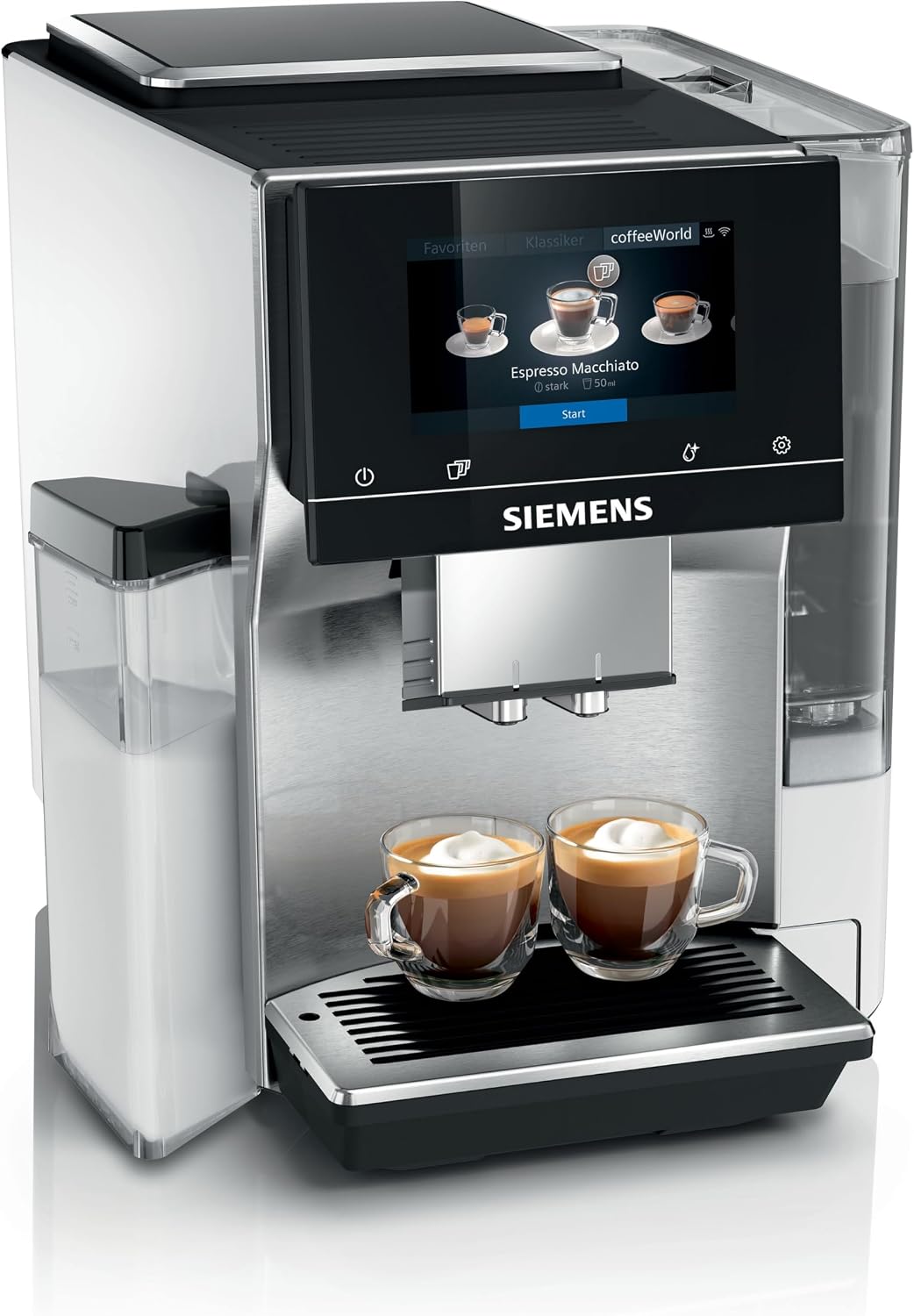 Siemens EQ700 Kaffeevollautomat, Schwarz/Silber, aus Edelstahl und Stahl