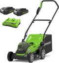 Greenworks G24X2LM36K2X Rasenmäher, 48 V, 24 V, 2 Ah, kabellos, Grün/Schwarz
