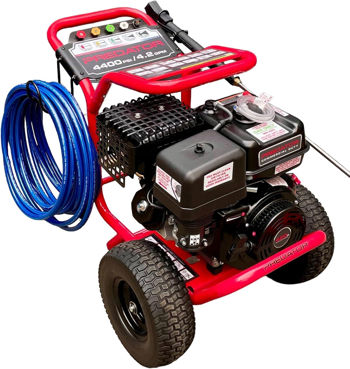 DeTec. RSV-4G44 Hochdruckreiniger, 300 bar, Rot/Schwarz/Blau, aus Keramik