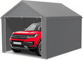 Carport Garagenzelt 3x4 m, 3 × 4 m, winterfest, wasserdicht, aus Aluminium, Grau, XMTECH