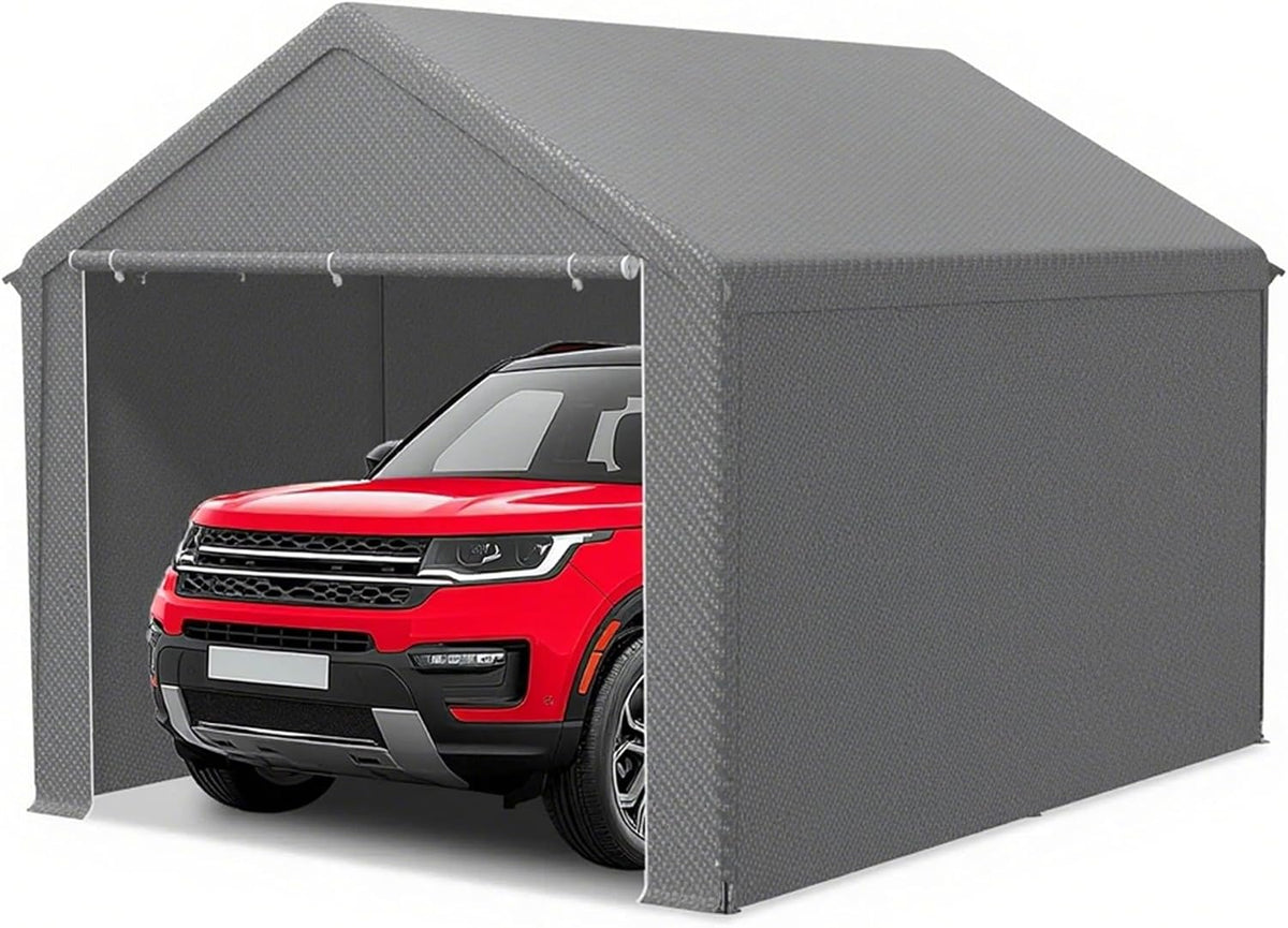 Carport Garagenzelt 3x4 m, 3 × 4 m, winterfest, wasserdicht, aus Aluminium, Grau, XMTECH