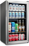 Getränkekühlschrank 126 kann, verstellbar, mit LED, aus Edelstahl und Stahl, Silber/Schwarz, Ivation