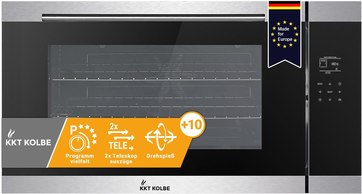 KKT KOLBE EB9105ED Backofen, 96 L, 3,4 kW, 90 cm, Schwarz/Silber, mit Timer, mit LED